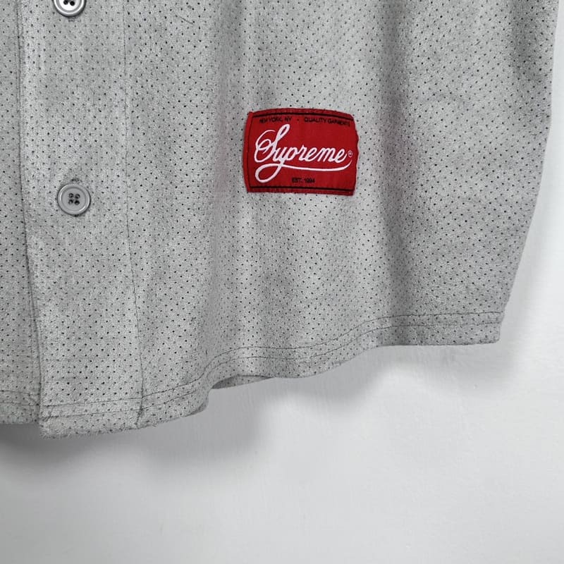Supreme Ultrasuede Mesh Baseball T-Shirt Grey