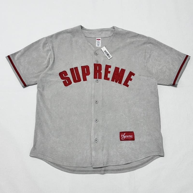 Supreme Ultrasuede Mesh Baseball T-Shirt Grey