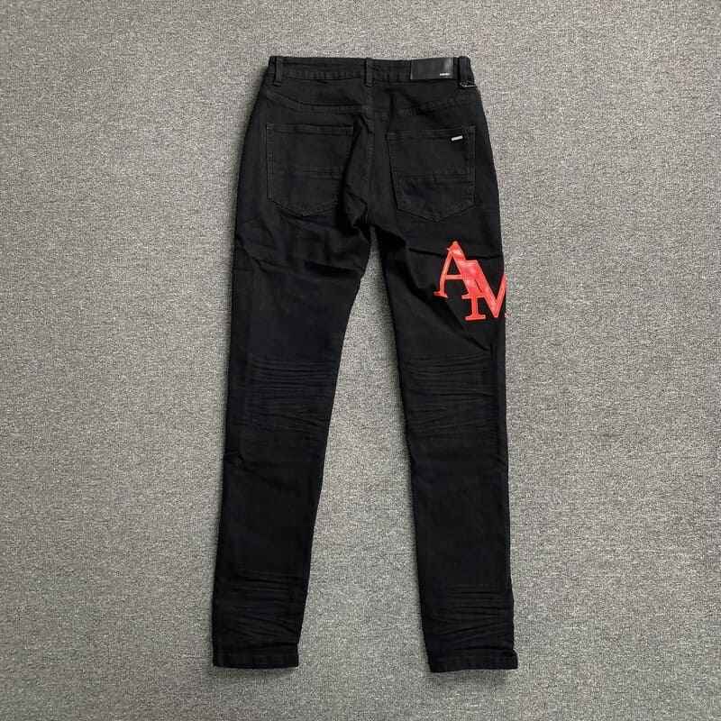 Amiri Black Staggered Logo Jeans