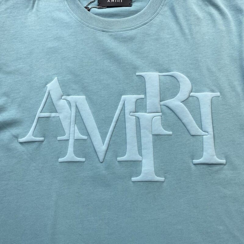 Amiri Staggered Logo T-Shirt Blue