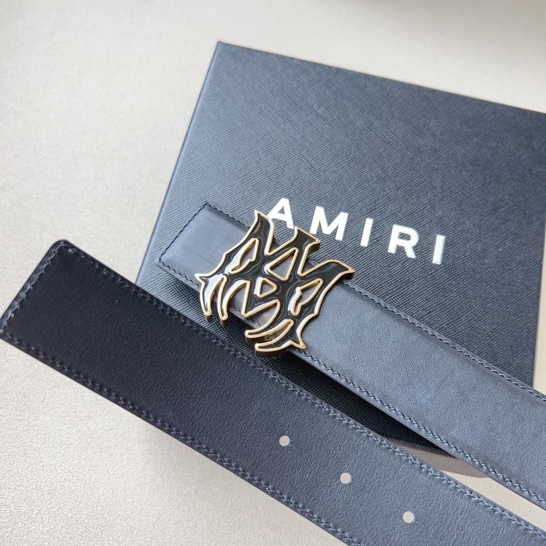Amiri Black/Gold Logo Belt