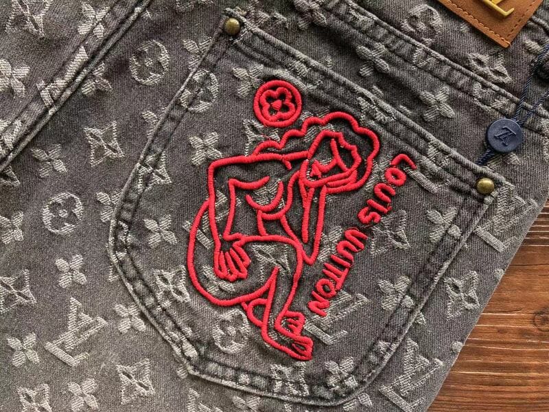 Louis Vuitton Distressed Baggy Monogram Jeans