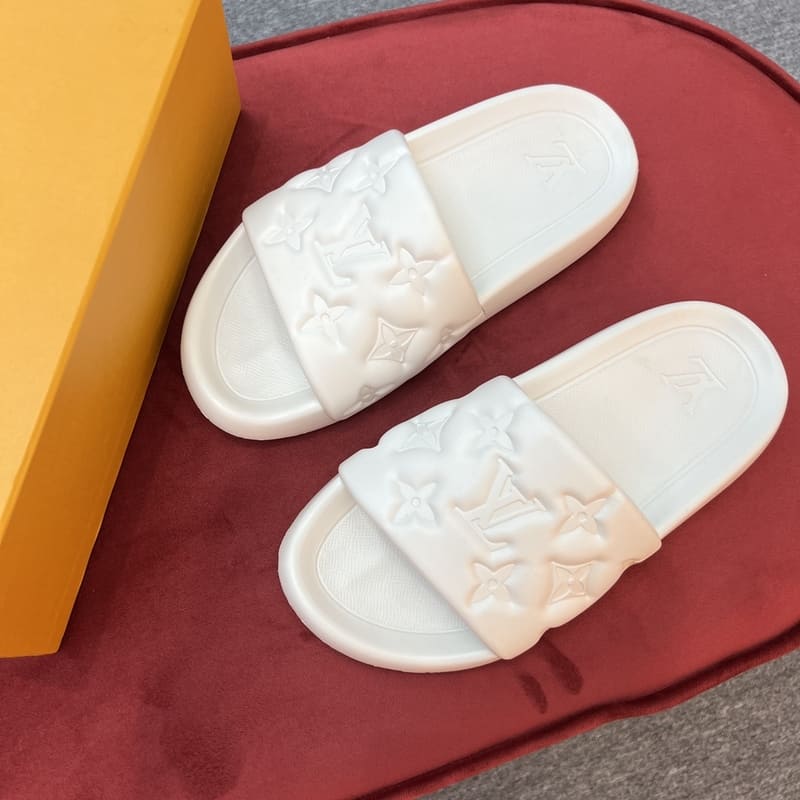 Louis Vuitton White Waterfront Slide