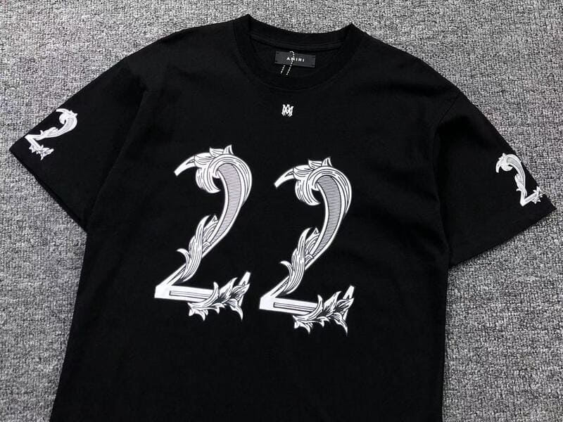 Amiri 22 Logo-Print White Black T-Shirt