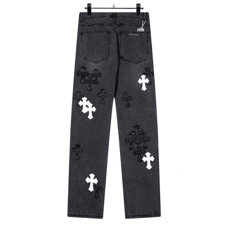 Chrome Hearts Black Cross Patches Jeans
