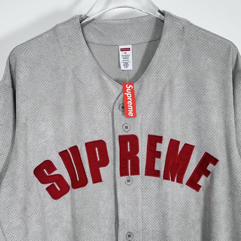 Supreme Ultrasuede Mesh Baseball T-Shirt Grey