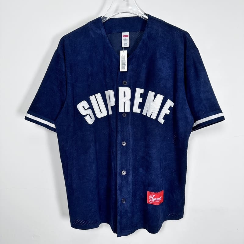 Supreme Ultrasuede Mesh Baseball T-shirt Blue