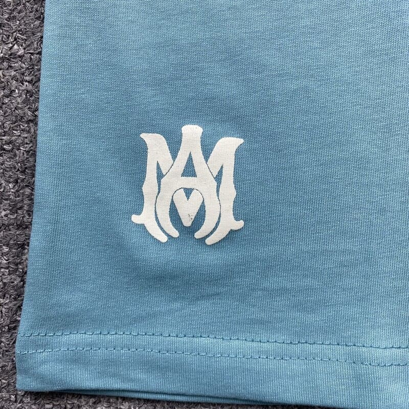 Amiri Staggered Logo T-Shirt Blue