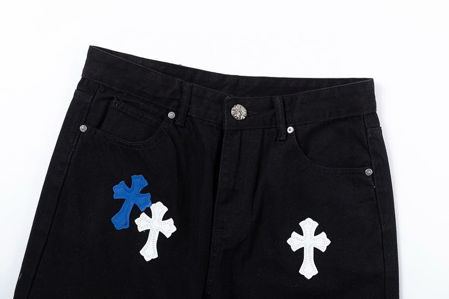 Chrome Hearts Jeans White/Blue Cross Pants
