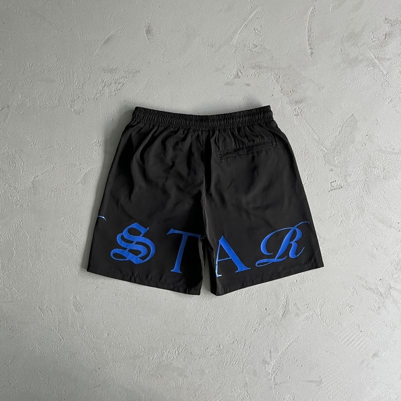 Trapstar Script Swimming Shorts Black/Dazzling Blue