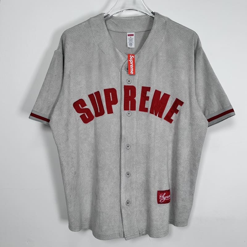 Supreme Ultrasuede Mesh Baseball T-Shirt Grey
