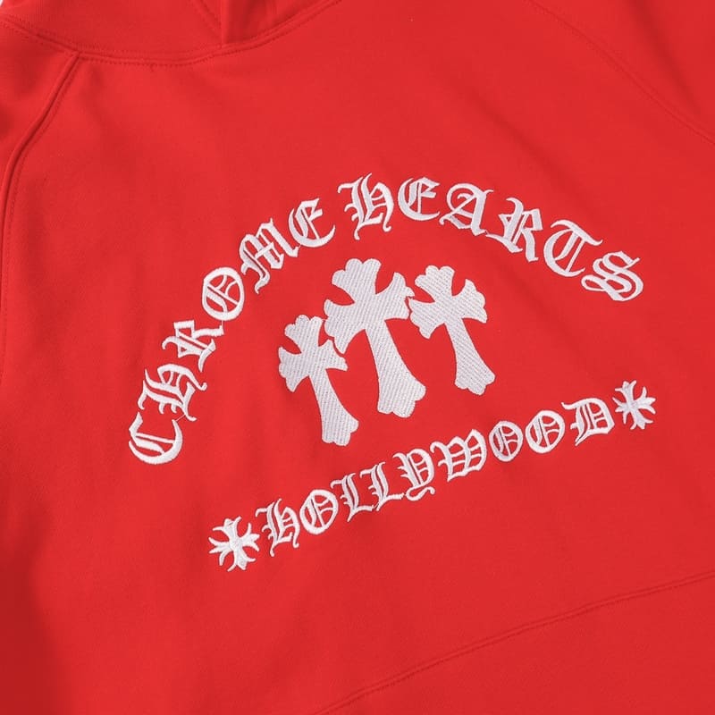 Chrome Hearts 3 Cross Red Hoodie