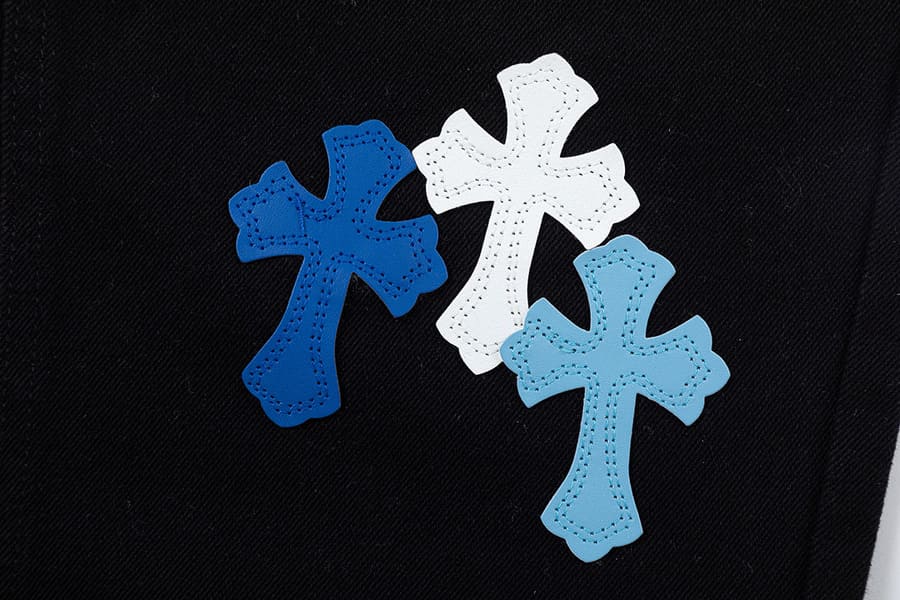 Chrome Hearts Jeans White/Blue Cross Pants