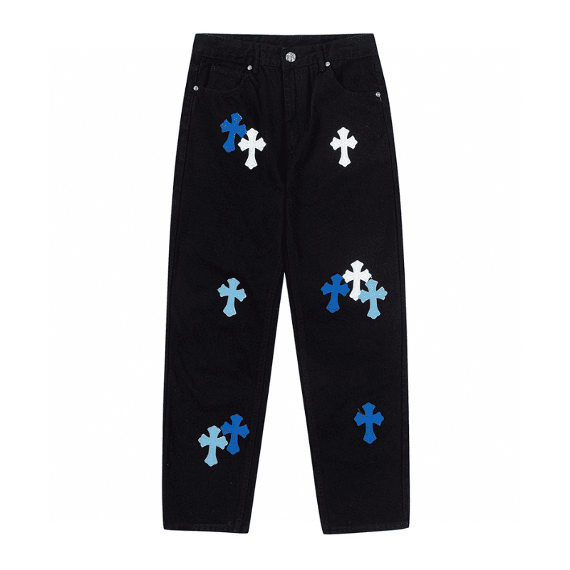 Chrome Hearts Jeans White/Blue Cross Pants
