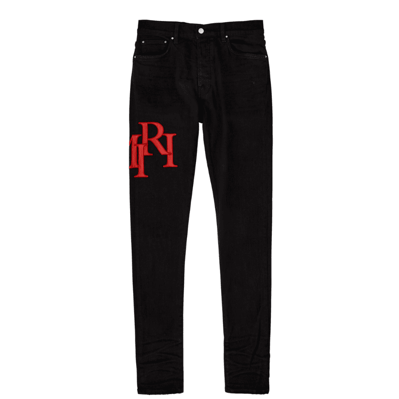 Amiri Black Staggered Logo Jeans