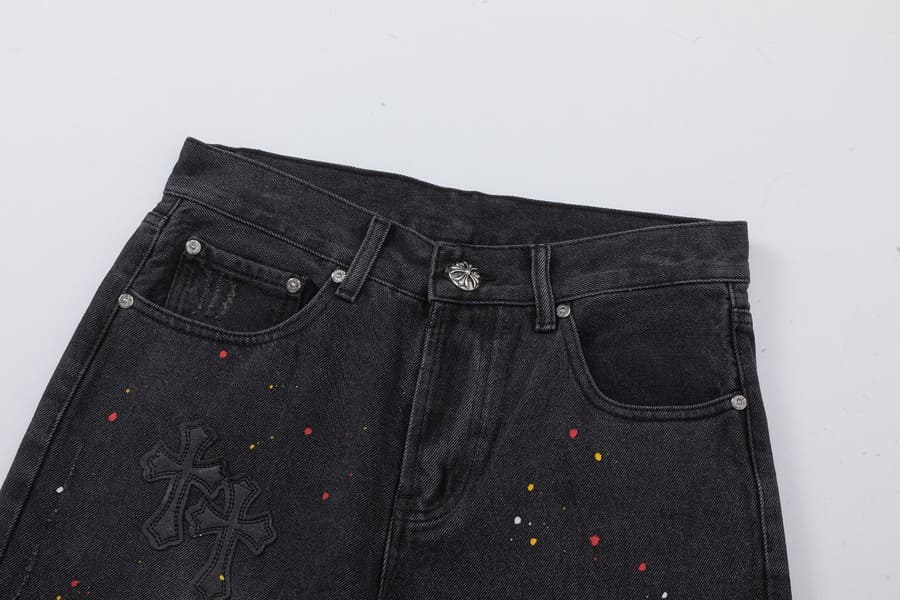 Chrome Hearts Black Cross Denim Shorts