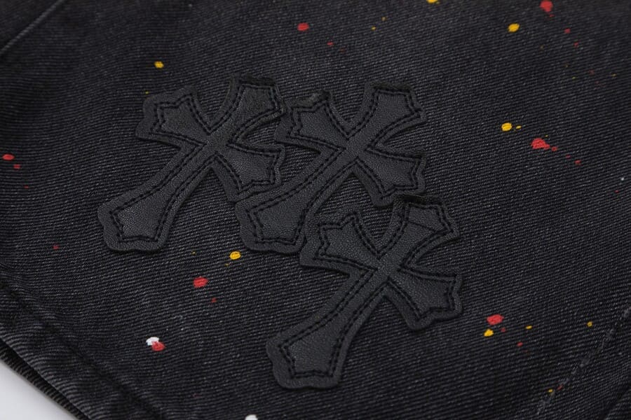 Chrome Hearts Black Cross Denim Shorts