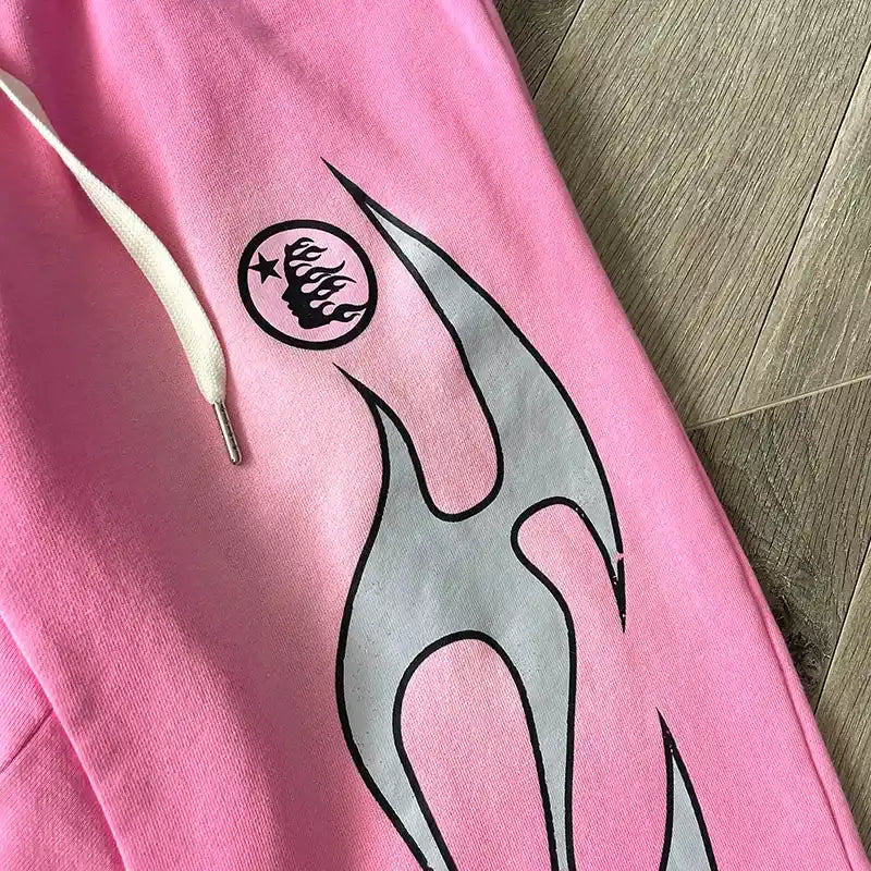 Hellstar Flame Sweatpants Pink/Silver