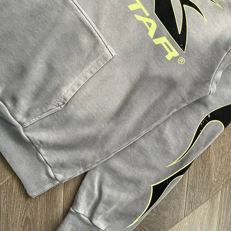 Hellstar Logo Flame Grey/Green Sweatshirt