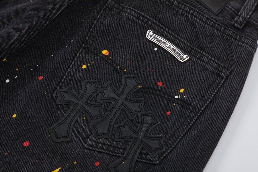 Chrome Hearts Black Cross Denim Shorts