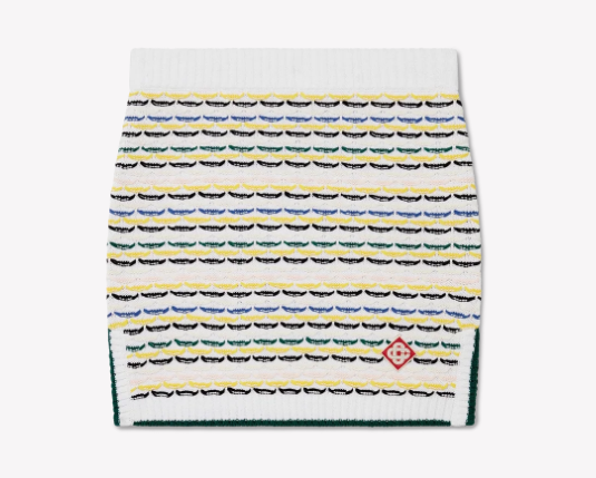 CasaBlanca cotton knit miniskirt with gathered stitch