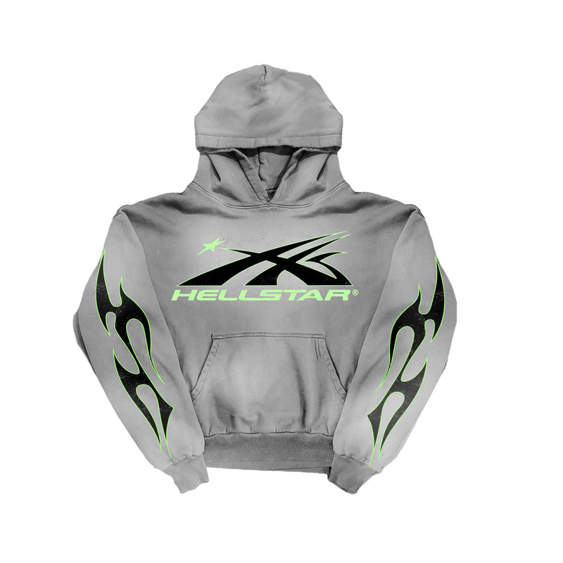Hellstar Logo Flame Grey/Green Sweatshirt