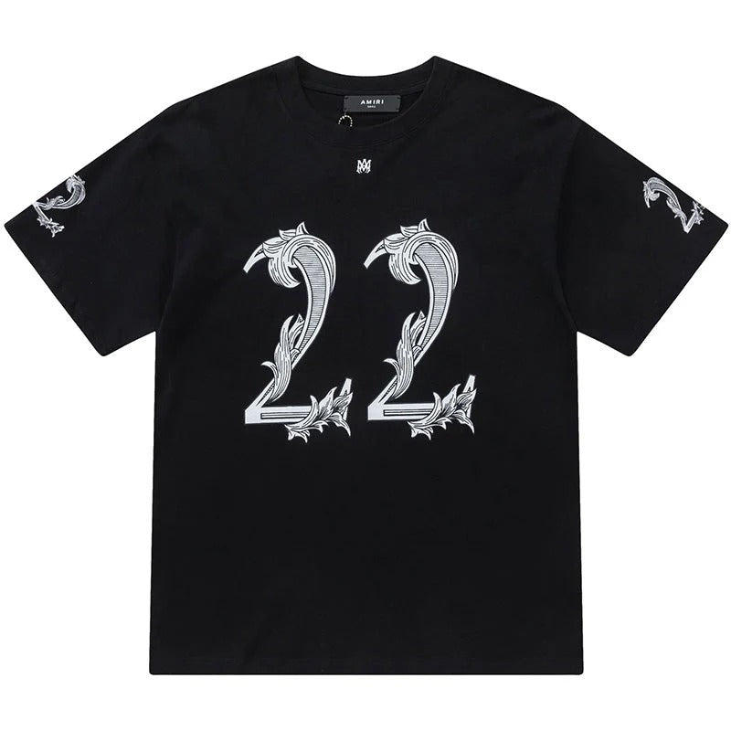 Amiri 22 Logo-Print White Black T-Shirt