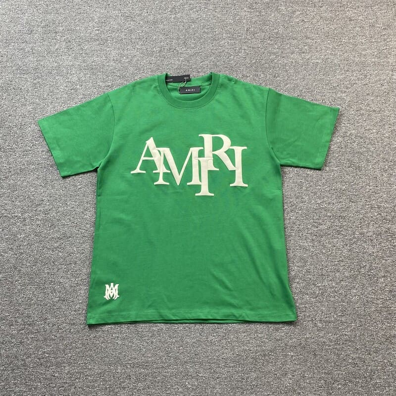 Amiri Staggered Logo Green T-Shirt