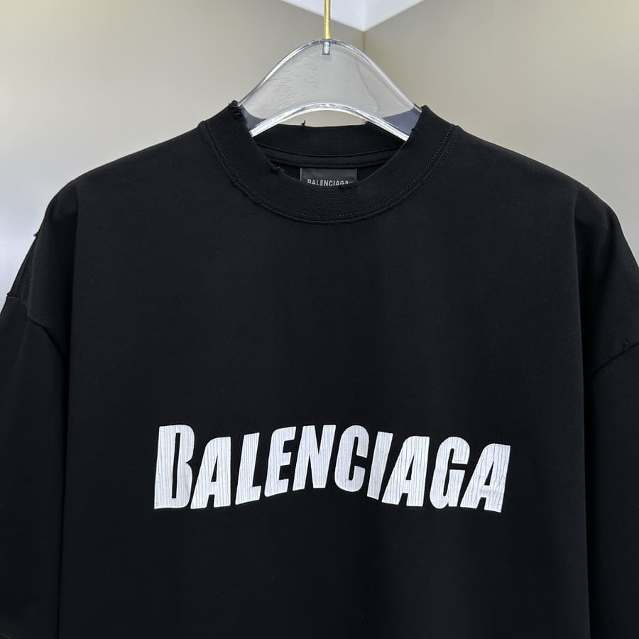 Balenciaga Cracked Logo Distressed T-Shirt