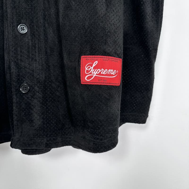 Supreme Ultrasuede Mesh Baseball Black T-Shirt
