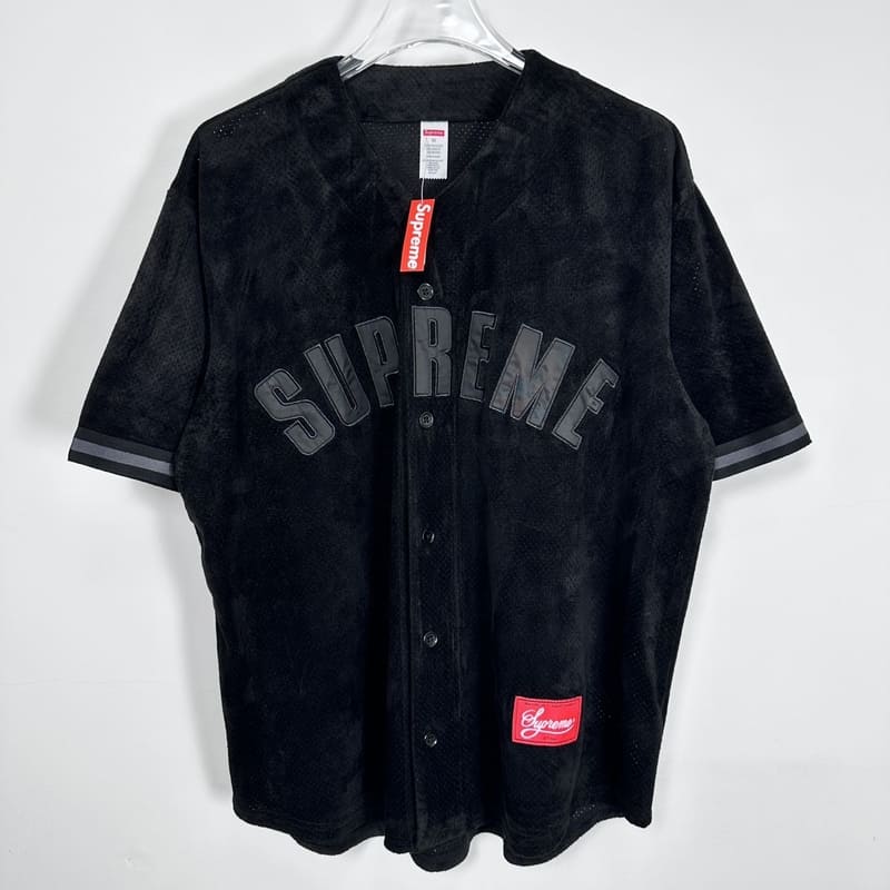 Supreme Ultrasuede Mesh Baseball Black T-Shirt
