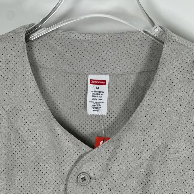 Supreme Ultrasuede Mesh Baseball T-Shirt Grey