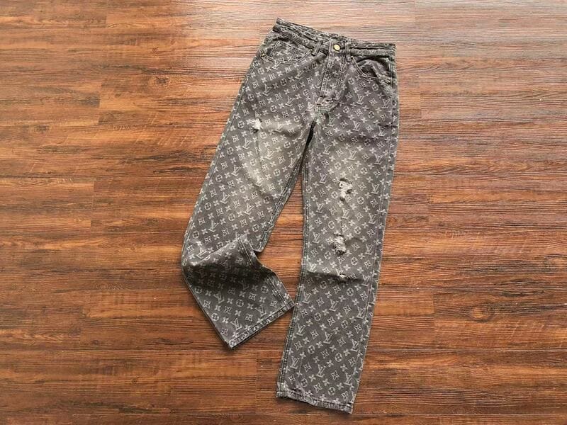 Louis Vuitton Distressed Baggy Monogram Jeans