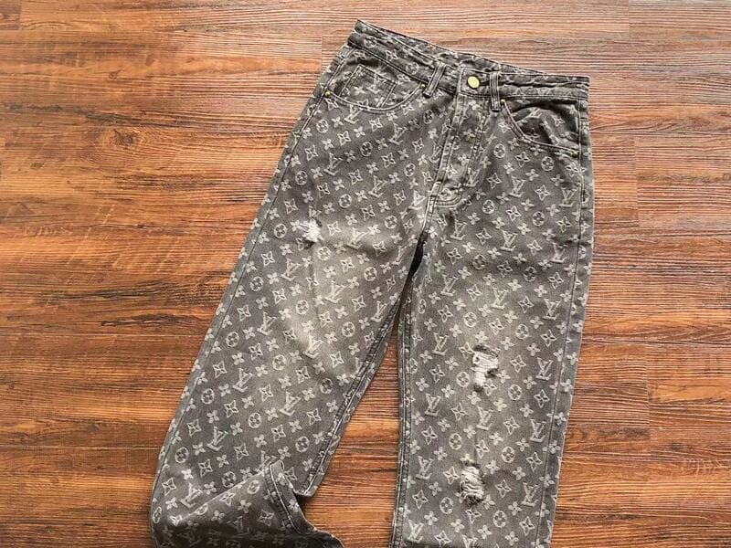 Louis Vuitton Distressed Baggy Monogram Jeans