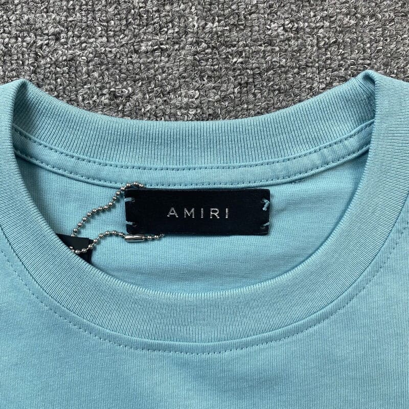 Amiri Staggered Logo T-Shirt Blue