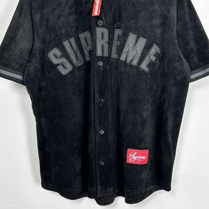 Supreme Ultrasuede Mesh Baseball Black T-Shirt