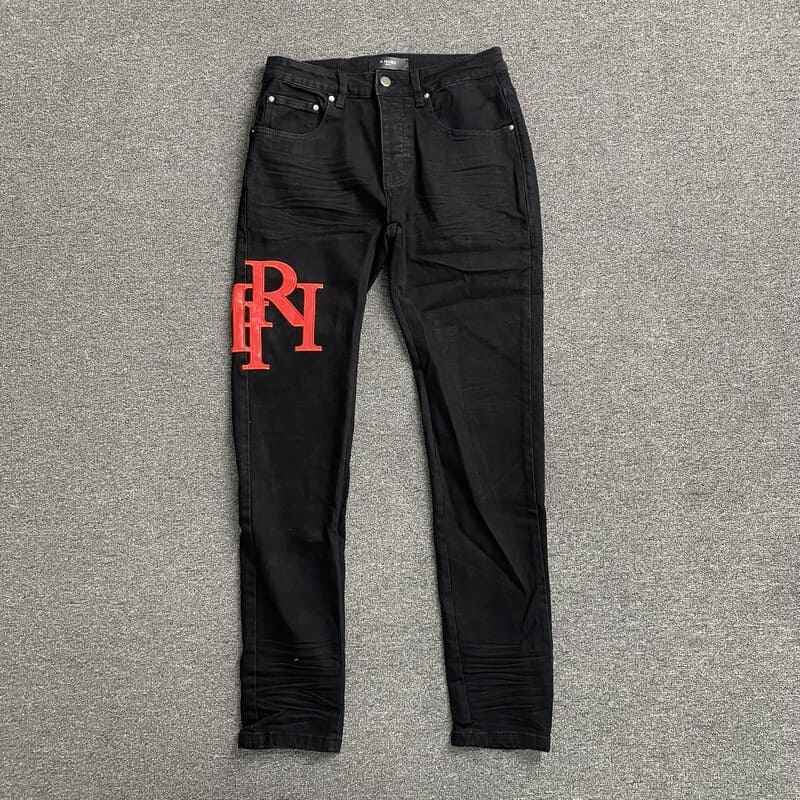 Amiri Black Staggered Logo Jeans