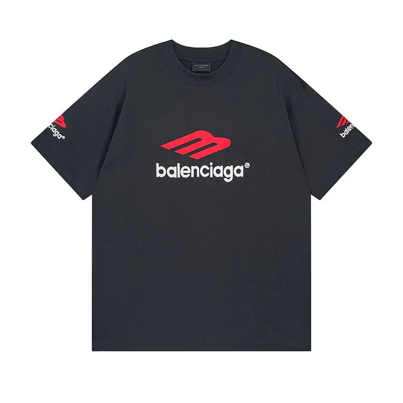 Balenciaga Logo Embroidered Black T-Shirt