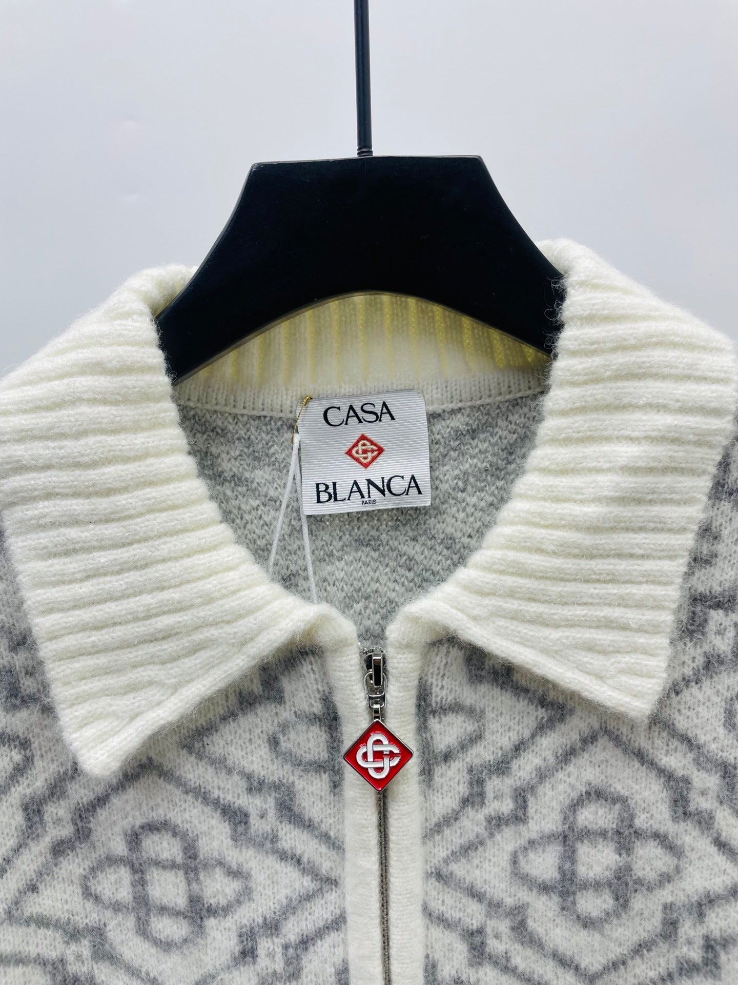 Casablanca Patterned Zip Knitwear | White