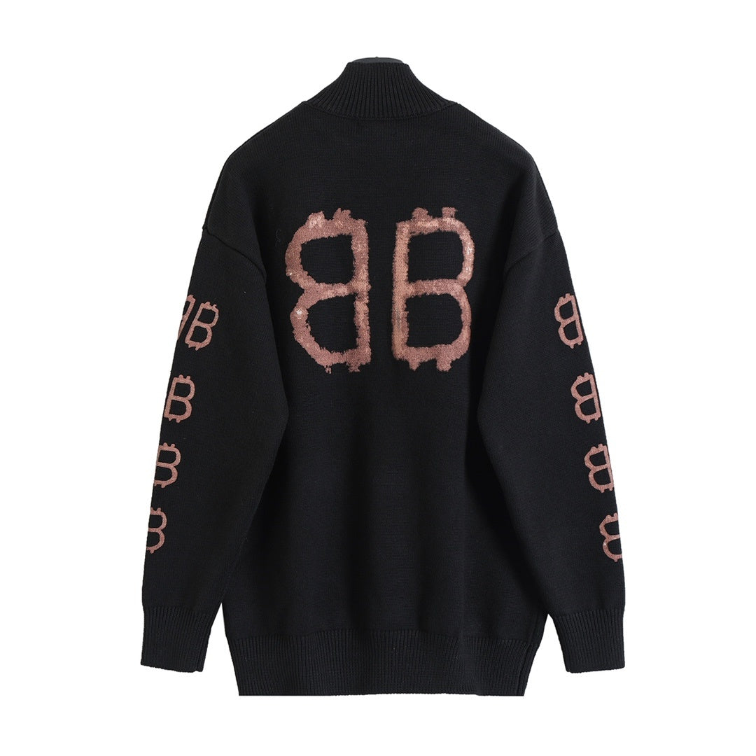 Balenciaga Black Crypto Sweater in Cotton Knit