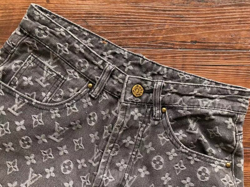 Louis Vuitton Distressed Baggy Monogram Jeans