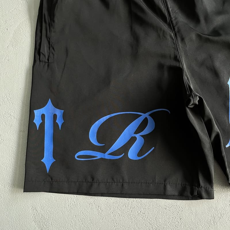 Trapstar Script Swimming Shorts Black/Dazzling Blue