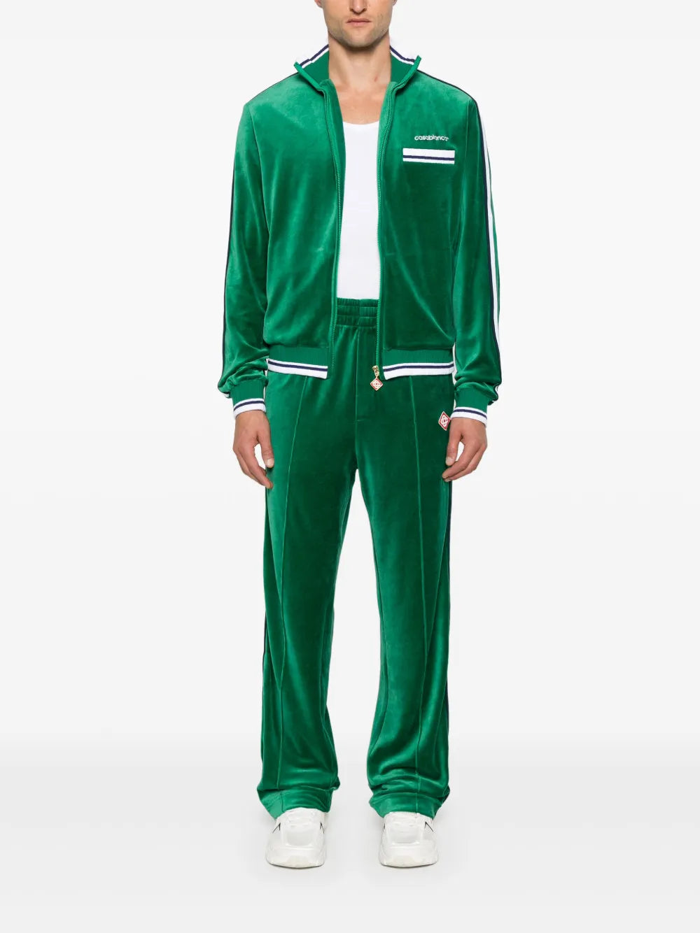 Conjunto Casablanca Veludo Logo Verde Escuro