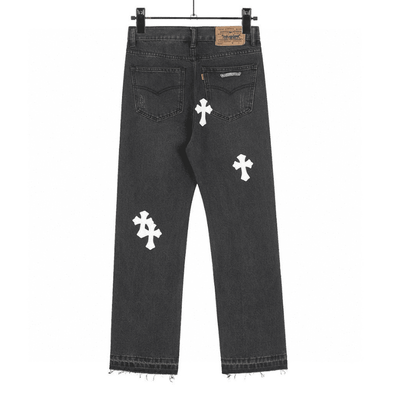 Chrome Hearts Jeans Cross Patches Black White