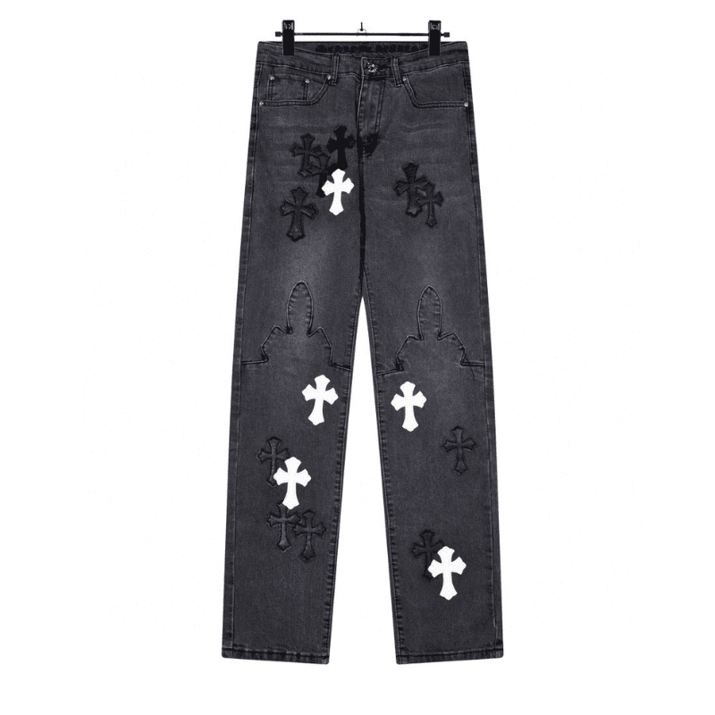 Chrome Hearts Black Cross Patches Jeans