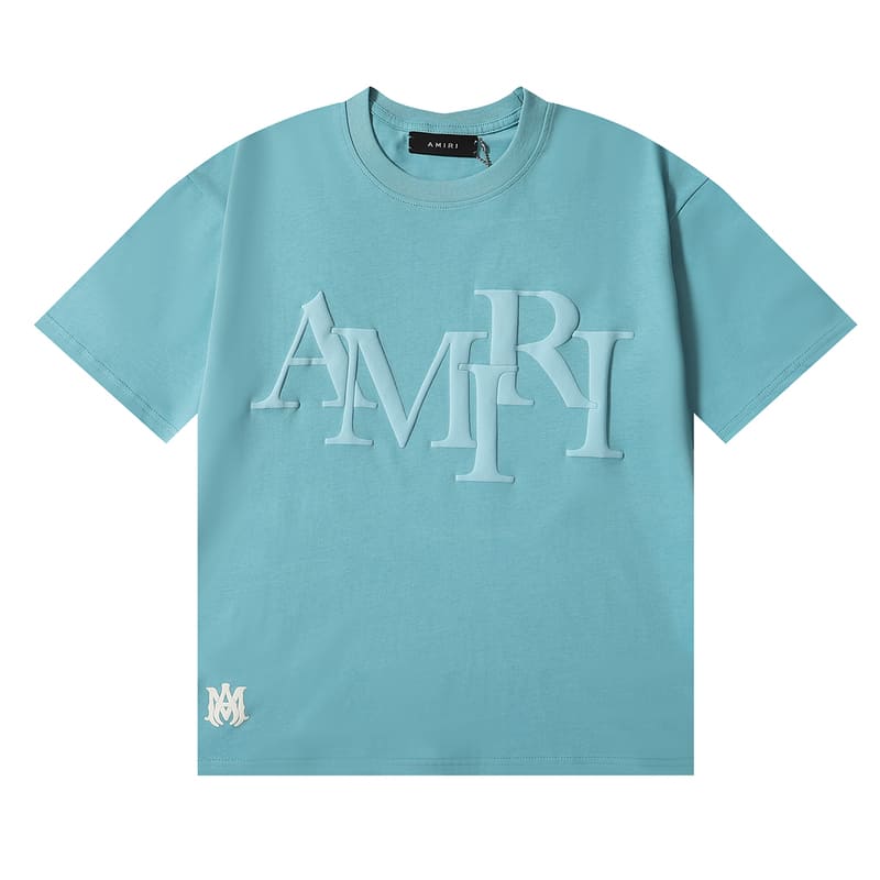 Amiri Staggered Logo T-Shirt Blue