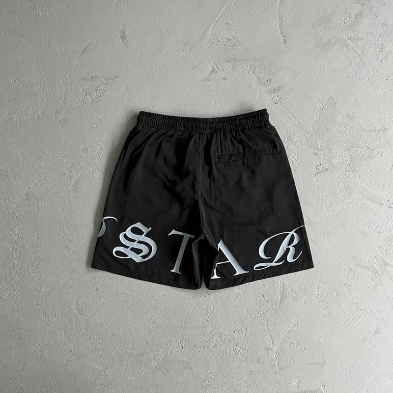 Trapstar Script Swimming Shorts Black/Nigara Mist