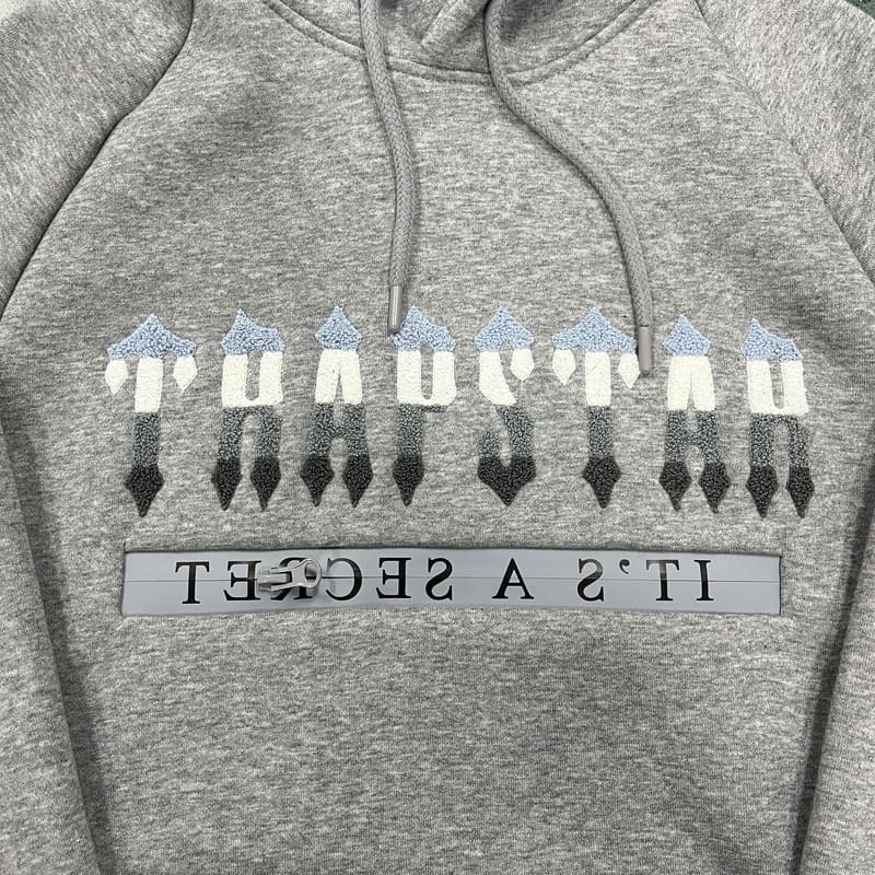 Trapstar Chenille Decoded 2.0 Hoodie Set Grey/Ice Blue