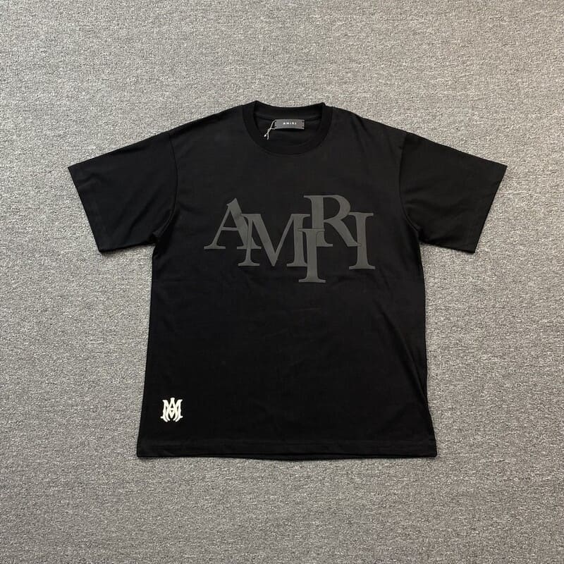 Amiri Staggered Logo T-Shirt Black