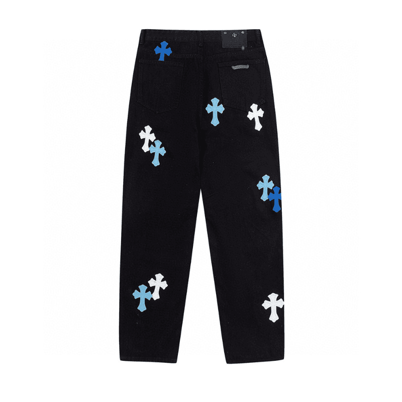 Chrome Hearts Jeans White/Blue Cross Pants